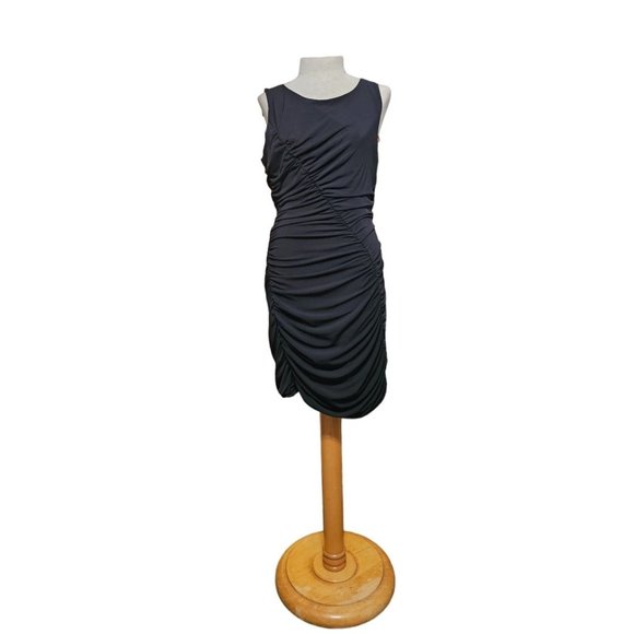 Allen Shwartz Sleeveless Dress Size Large Smocked bodycon Black - Picture 1 of 7